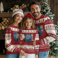 Route Highway 66 Road Sign Distressed Road Trip Starry Night Ugly Christmas Sweater