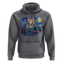 Route Highway 66 Road Sign Distressed Road Trip Starry Night Hoodie