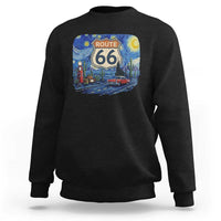 Route Highway 66 Road Sign Distressed Road Trip Starry Night Sweatshirt