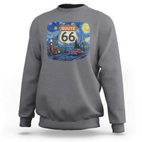 Route Highway 66 Road Sign Distressed Road Trip Starry Night Sweatshirt