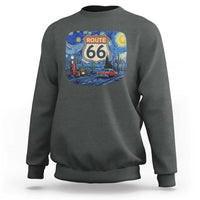 Route Highway 66 Road Sign Distressed Road Trip Starry Night Sweatshirt