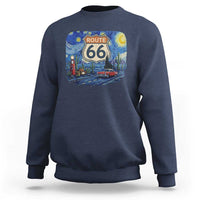 Route Highway 66 Road Sign Distressed Road Trip Starry Night Sweatshirt