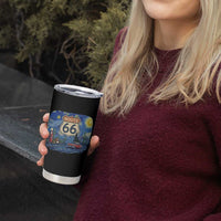 Route Highway 66 Road Sign Distressed Road Trip Starry Night Tumbler Cup