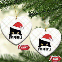 Funny Cat Christmas Ceramic Ornament Ew People Anti Social Grumpy Cat Xmas - Wonder Print Shop