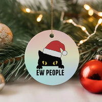 Funny Cat Christmas Ceramic Ornament Ew People Anti Social Grumpy Cat Xmas - Wonder Print Shop