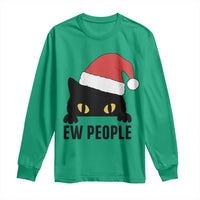 Funny Cat Christmas Long Sleeve Shirt Ew People Anti Social Grumpy Cat Xmas - Wonder Print Shop