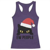 Funny Cat Christmas Racerback Tank Top Ew People Anti Social Grumpy Cat Xmas - Wonder Print Shop