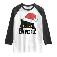 Funny Cat Christmas Raglan Shirt Ew People Anti Social Grumpy Cat Xmas - Wonder Print Shop