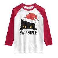 Funny Cat Christmas Raglan Shirt Ew People Anti Social Grumpy Cat Xmas - Wonder Print Shop