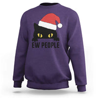 Funny Cat Christmas Sweatshirt Ew People Anti Social Grumpy Cat Xmas - Wonder Print Shop