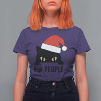 Funny Cat Christmas T Shirt For Women Ew People Anti Social Grumpy Cat Xmas - Wonder Print Shop