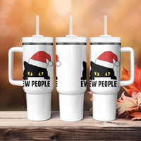Funny Cat Christmas Tumbler With Handle Ew People Anti Social Grumpy Cat Xmas - Wonder Print Shop