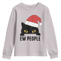 Funny Cat Christmas Youth Sweatshirt Ew People Anti Social Grumpy Cat Xmas - Wonder Print Shop