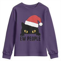 Funny Cat Christmas Youth Sweatshirt Ew People Anti Social Grumpy Cat Xmas - Wonder Print Shop