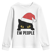 Funny Cat Christmas Youth Sweatshirt Ew People Anti Social Grumpy Cat Xmas - Wonder Print Shop