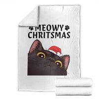 Funny Black Cat Christmas Throw Blanket Cute Kitty Xmas - Wonder Print Shop