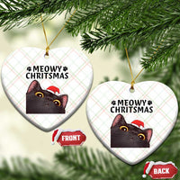 Funny Black Cat Christmas Ceramic Ornament Cute Kitty Xmas - Wonder Print Shop
