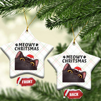 Funny Black Cat Christmas Ceramic Ornament Cute Kitty Xmas - Wonder Print Shop
