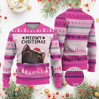 Funny Black Cat Xmas Ugly Christmas Sweater Cute Kitty Xmas - Wonder Print Shop