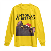 Funny Black Cat Christmas Long Sleeve Shirt Cute Kitty Xmas - Wonder Print Shop
