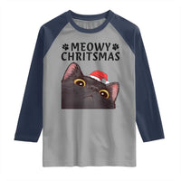Funny Black Cat Christmas Raglan Shirt Cute Kitty Xmas - Wonder Print Shop