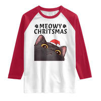 Funny Black Cat Christmas Raglan Shirt Cute Kitty Xmas - Wonder Print Shop
