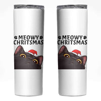 Funny Black Cat Christmas Skinny Tumbler Cute Kitty Xmas - Wonder Print Shop