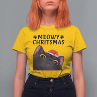 Funny Black Cat Christmas T Shirt For Women Cute Kitty Xmas - Wonder Print Shop