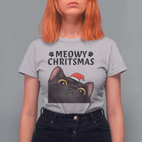 Funny Black Cat Christmas T Shirt For Women Cute Kitty Xmas - Wonder Print Shop