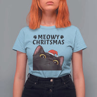 Funny Black Cat Christmas T Shirt For Women Cute Kitty Xmas - Wonder Print Shop