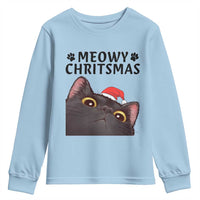 Funny Black Cat Christmas Youth Sweatshirt Cute Kitty Xmas - Wonder Print Shop