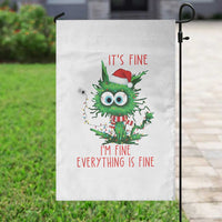 Funny Cat Green Christmas Garden Flag It Is Fine I Am Fine Everything Is Fine - Wonder Print Shop