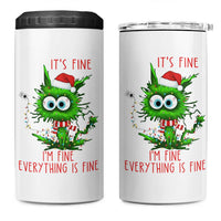 Funny Cat Green Christmas 4 in 1 Can Cooler Tumbler It Is Fine I Am Fine Everything Is Fine - Wonder Print Shop