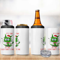 Funny Cat Green Christmas 4 in 1 Can Cooler Tumbler It Is Fine I Am Fine Everything Is Fine - Wonder Print Shop