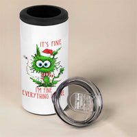 Funny Cat Green Christmas 4 in 1 Can Cooler Tumbler It Is Fine I Am Fine Everything Is Fine - Wonder Print Shop