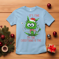 Funny Cat Green Christmas T Shirt It Is Fine I Am Fine Everything Is Fine - Wonder Print Shop