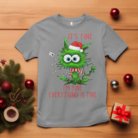 Funny Cat Green Christmas T Shirt It Is Fine I Am Fine Everything Is Fine - Wonder Print Shop