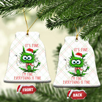 Funny Cat Green Christmas Ceramic Ornament It Is Fine I Am Fine Everything Is Fine - Wonder Print Shop