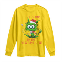 Funny Cat Green Christmas Long Sleeve Shirt It Is Fine I Am Fine Everything Is Fine - Wonder Print Shop