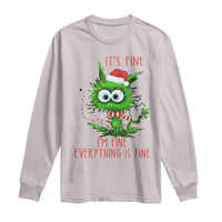 Funny Cat Green Christmas Long Sleeve Shirt It Is Fine I Am Fine Everything Is Fine - Wonder Print Shop