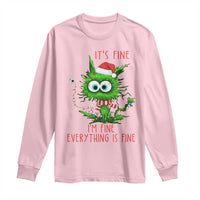 Funny Cat Green Christmas Long Sleeve Shirt It Is Fine I Am Fine Everything Is Fine - Wonder Print Shop