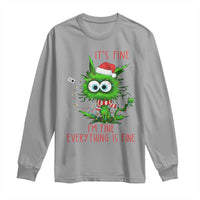 Funny Cat Green Christmas Long Sleeve Shirt It Is Fine I Am Fine Everything Is Fine - Wonder Print Shop