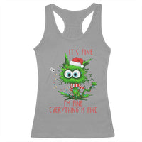 Funny Cat Green Christmas Racerback Tank Top It Is Fine I Am Fine Everything Is Fine - Wonder Print Shop