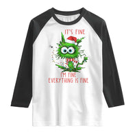 Funny Cat Green Christmas Raglan Shirt It Is Fine I Am Fine Everything Is Fine - Wonder Print Shop