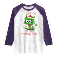 Funny Cat Green Christmas Raglan Shirt It Is Fine I Am Fine Everything Is Fine - Wonder Print Shop