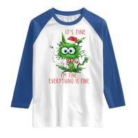Funny Cat Green Christmas Raglan Shirt It Is Fine I Am Fine Everything Is Fine - Wonder Print Shop