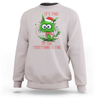 Funny Cat Green Christmas Sweatshirt It Is Fine I Am Fine Everything Is Fine - Wonder Print Shop