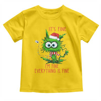 Funny Cat Green Christmas Toddler T Shirt It Is Fine I Am Fine Everything Is Fine - Wonder Print Shop