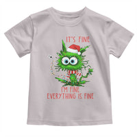 Funny Cat Green Christmas Toddler T Shirt It Is Fine I Am Fine Everything Is Fine - Wonder Print Shop