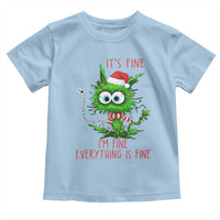 Funny Cat Green Christmas Toddler T Shirt It Is Fine I Am Fine Everything Is Fine - Wonder Print Shop